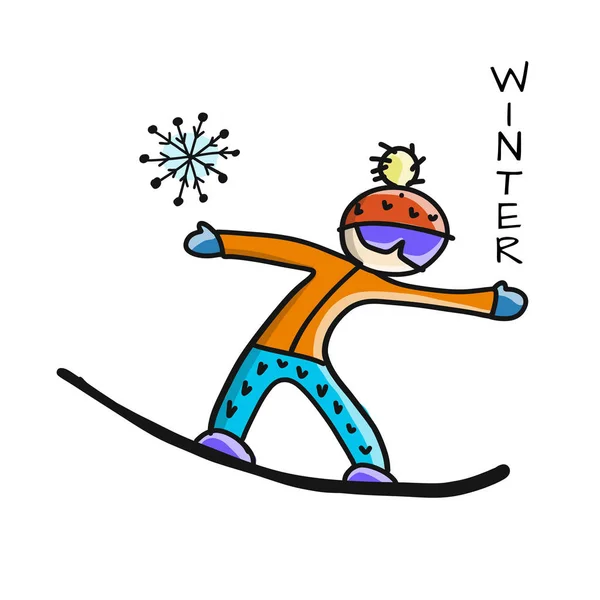 Snowboarder Esquisse Pour Votre Design Illustration Vectorielle — Image vectorielle