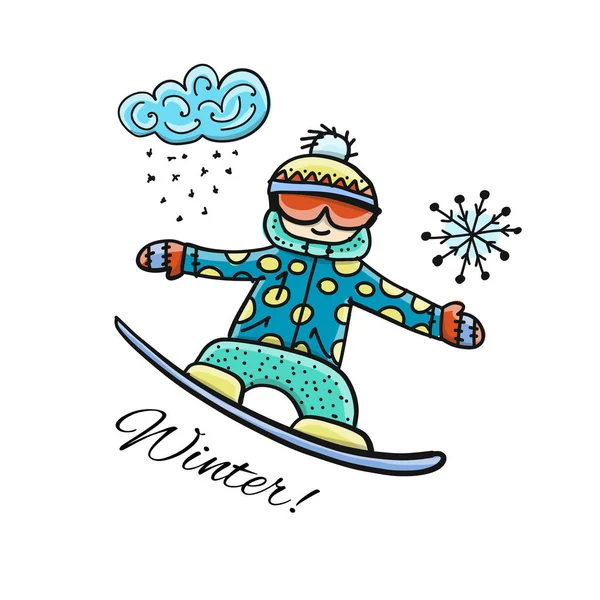 Snowboarder Σκίτσο Για Σχέδιό Σας Εικονογράφηση Διάνυσμα — Διανυσματικό Αρχείο