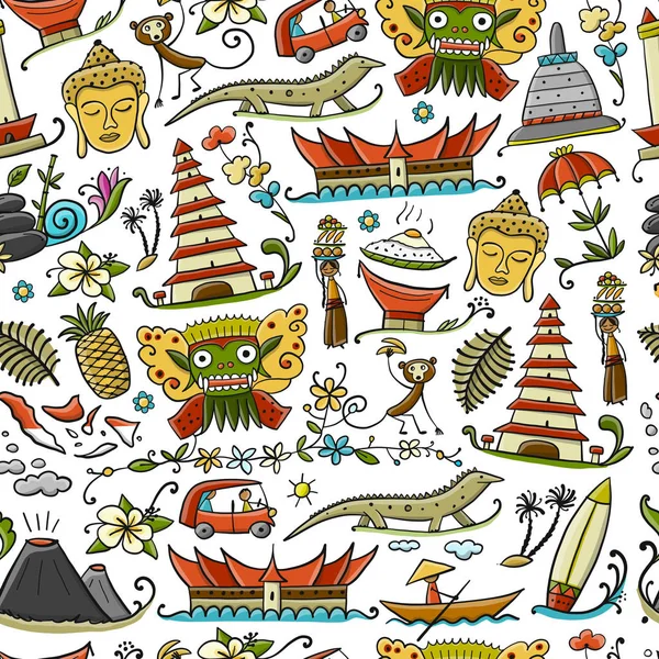 Ταξίδι Στην Ινδονησία Χωρίς Ραφή Πρότυπο Για Σχεδιασμό Σας Εικονογράφηση — Διανυσματικό Αρχείο