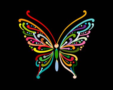 Tasarımın için renkli bir kelebek. Vektör illüstrasyonu