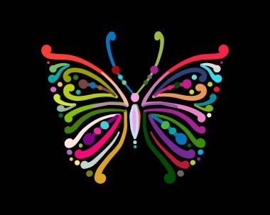 Tasarımın için renkli bir kelebek. Vektör illüstrasyonu