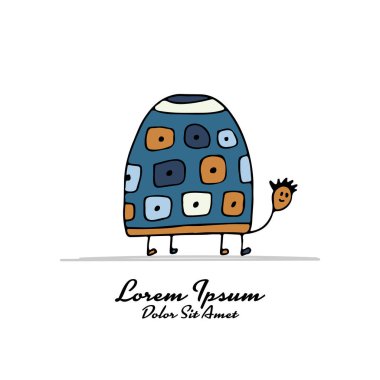 Komik kaplumbağa, tasarımlarınız için kroki. Vektör çizim