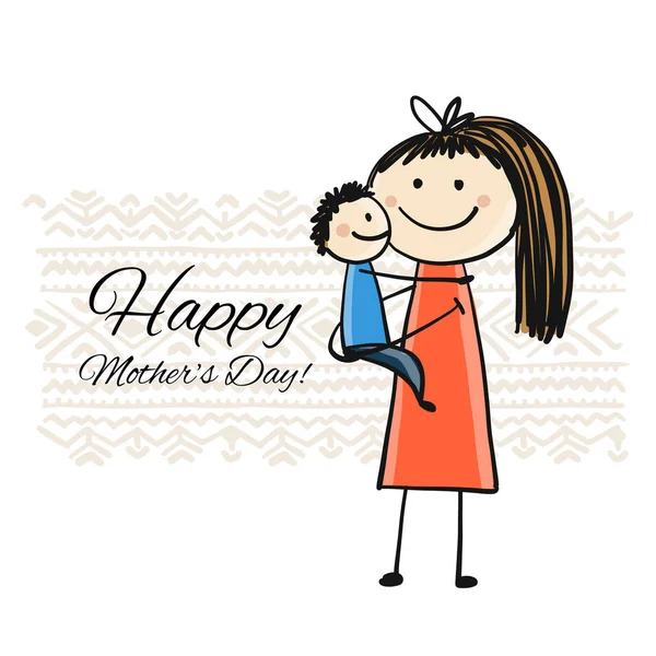 Feliz Día Madre Diseño Tarjeta Felicitación Ilustración Vectorial — Vector de stock