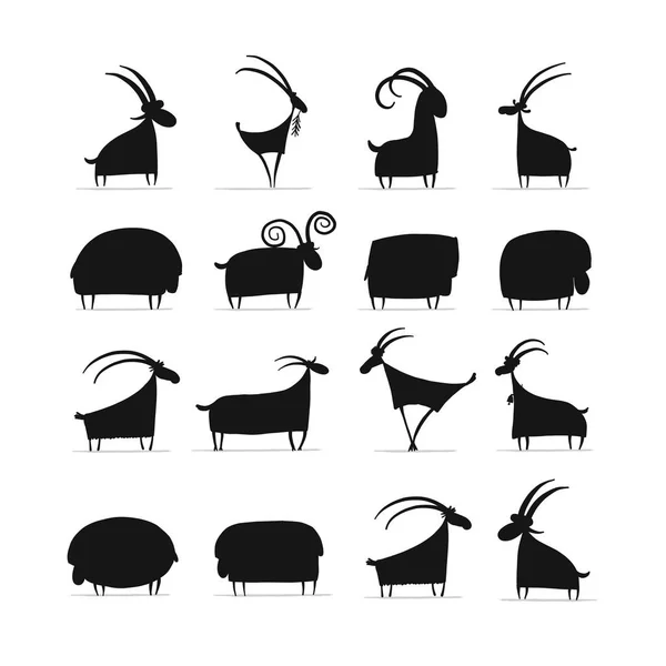 Goats Rams Collection Your Design Vector Illustration — Stock Vector