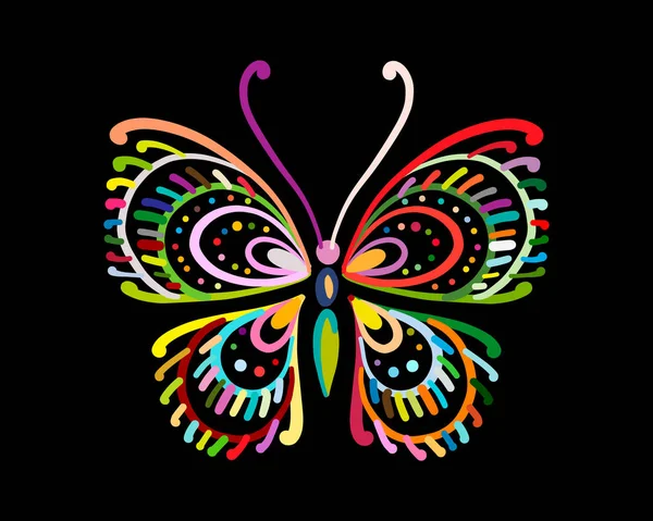 Papillon Coloré Décoré Pour Votre Conception Illustration Vectorielle — Image vectorielle