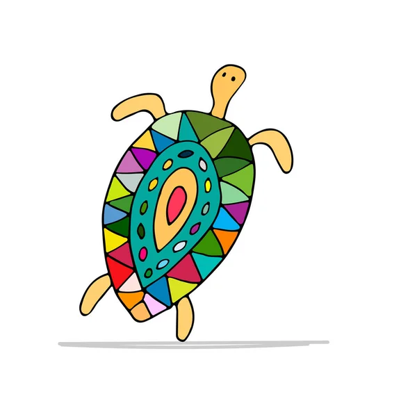 Funny Dancing Turtle Sketch Your Design Vector Illustration — Stock Vector