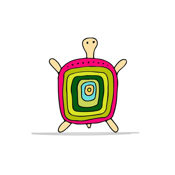 Funny Turtle Sketch Your Design Vector Illustration — Stock Vector