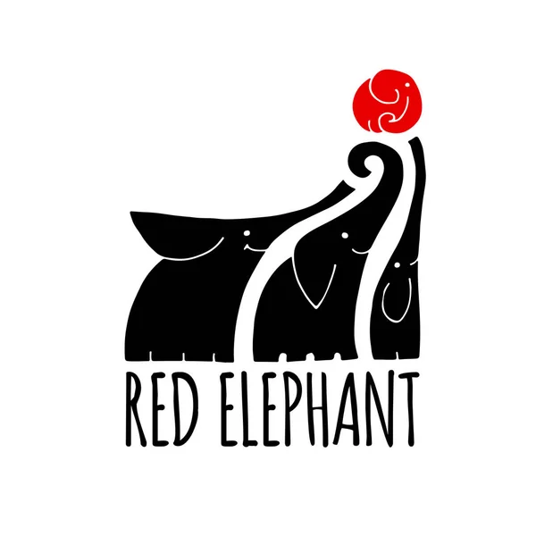 Elefantes Projeto Família Ilustração Vetorial —  Vetores de Stock
