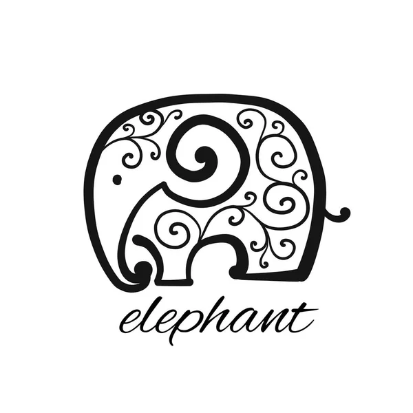 Elefante Ornamentado Esboço Para Seu Design Ilustração Vetorial — Vetor de Stock