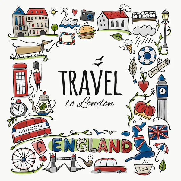 Viajar Para Inglaterra Cartão Saudação Para Seu Projeto Ilustração Vetorial — Vetor de Stock