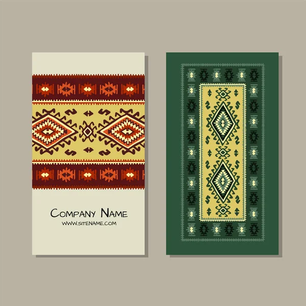 Business Cards Design Folk Ornament Vector Illustration — Stock Vector