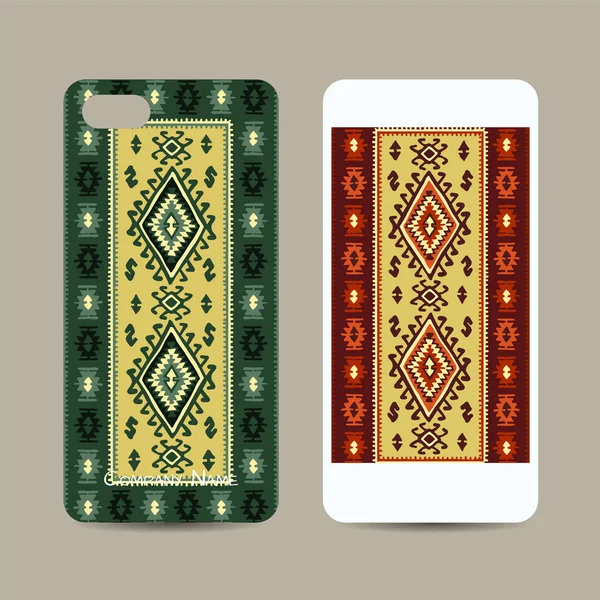 Mobile Phone Cover Design Folk Ornament Vector Illustration — Stock Vector