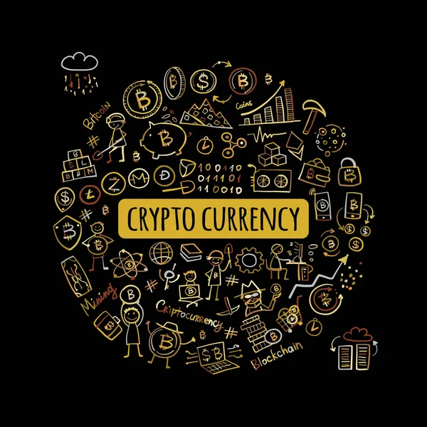 Bitcoin Criptomoneda Tecnología Blockchain Marco Para Diseño Ilustración Vectorial — Archivo Imágenes Vectoriales