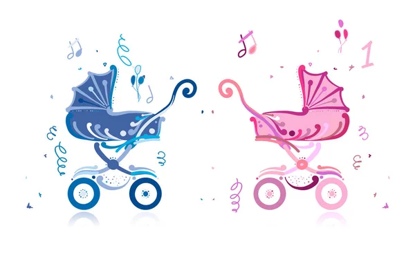 Baby Carriage Ornate Silhouette Your Design Vector Illustration — Stock Vector
