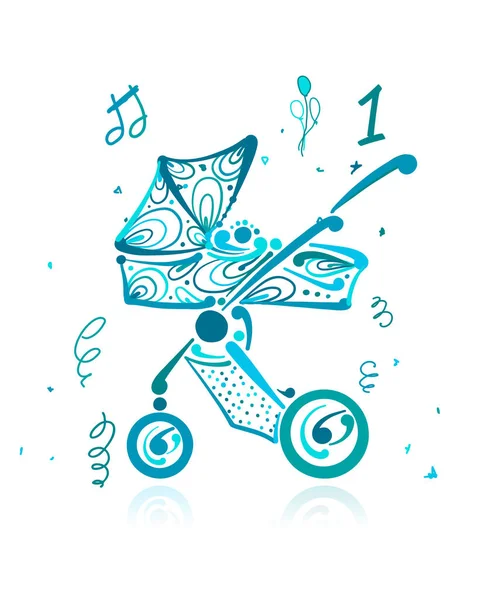 婴儿马车 华丽的剪影为您的设计 矢量插图 — 图库矢量图片