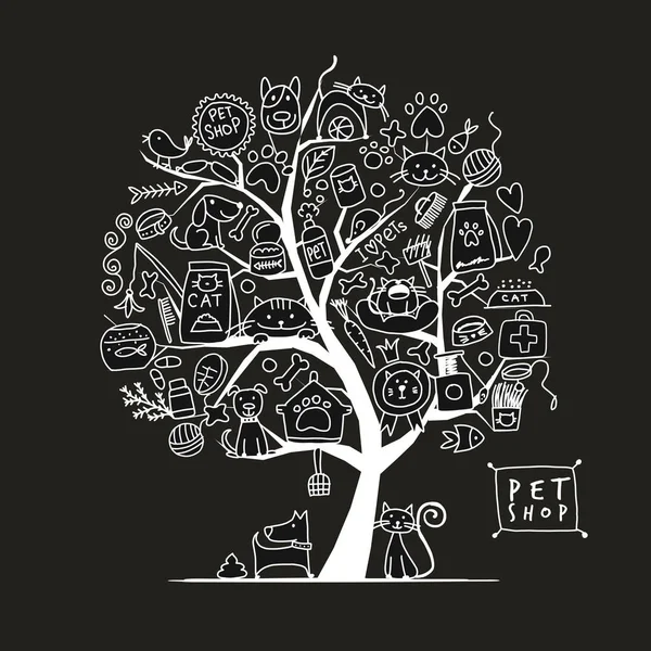 宠物店 艺术树为您设计 矢量插图 — 图库矢量图片