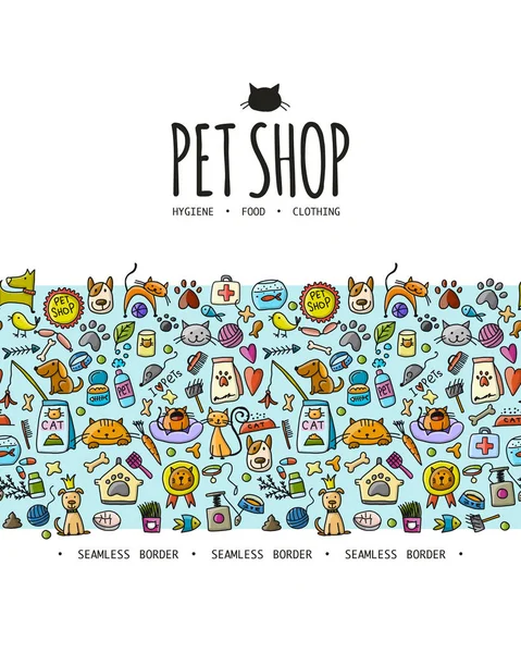 Fondo Tienda Mascotas Patrón Sin Costuras Para Diseño Ilustración Vectorial — Vector de stock