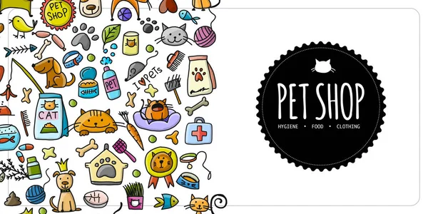 Dierenwinkel Banner Verticale Naadloze Rand Voor Ontwerp Vectorillustratie — Stockvector