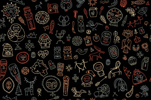Elementos étnicos tribales, patrón sin costuras para su diseño — Archivo Imágenes Vectoriales