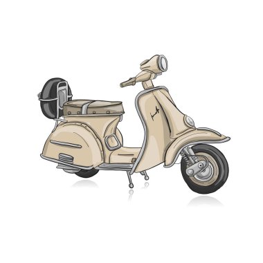 Vintage scooter, tasarımınız için kroki
