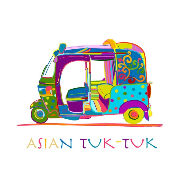 Tuktuk, moto asiatique taxi. Croquis pour votre design — Image vectorielle