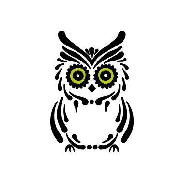 Şirin baykuş logosu, siyah siluet tasarımınız için