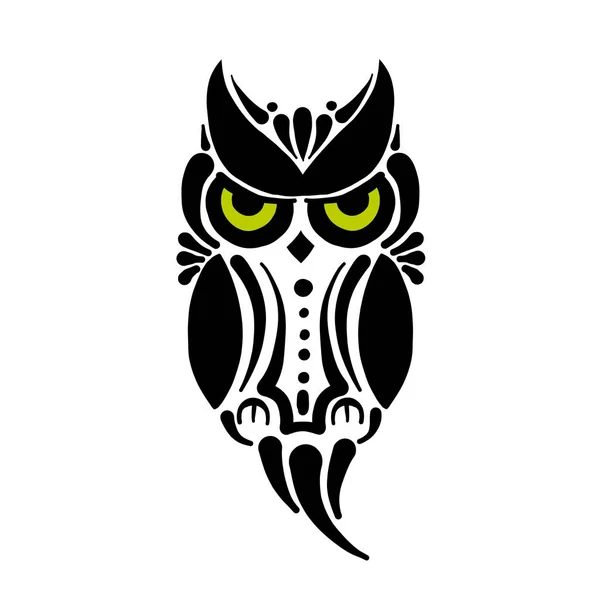 Şirin baykuş logosu, siyah siluet tasarımınız için — Stok Vektör