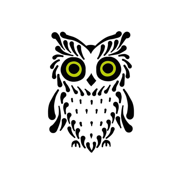 Симпатичный логотип совы, черный силуэт для вашего дизайна — стоковый вектор