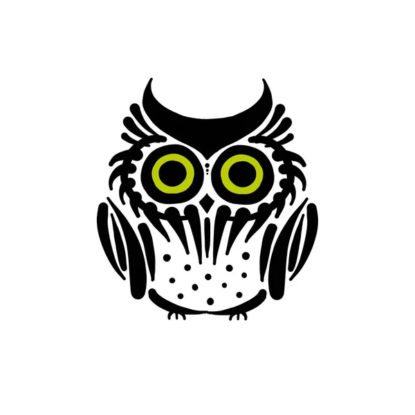 Roztomilý sova logo, černá silueta pro návrh — Stockový vektor