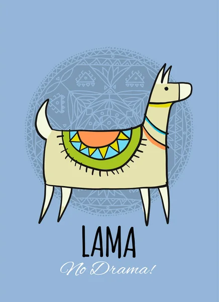 Niedliche Lama-Figur. Grußkarte für Ihr Design — Stockvektor
