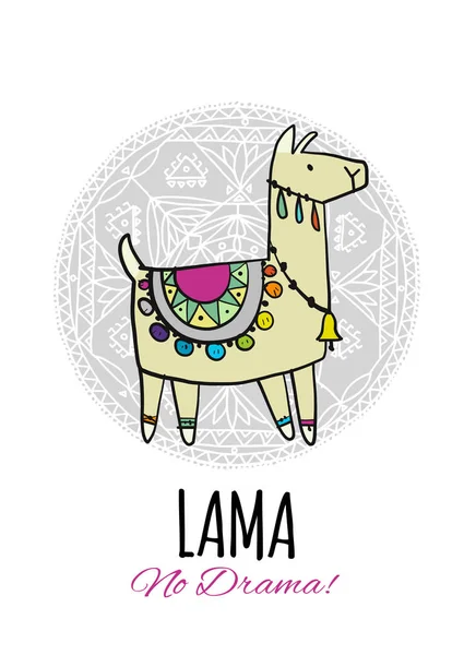 Симпатичный лама. Открытки для Вашего дизайна — стоковый вектор