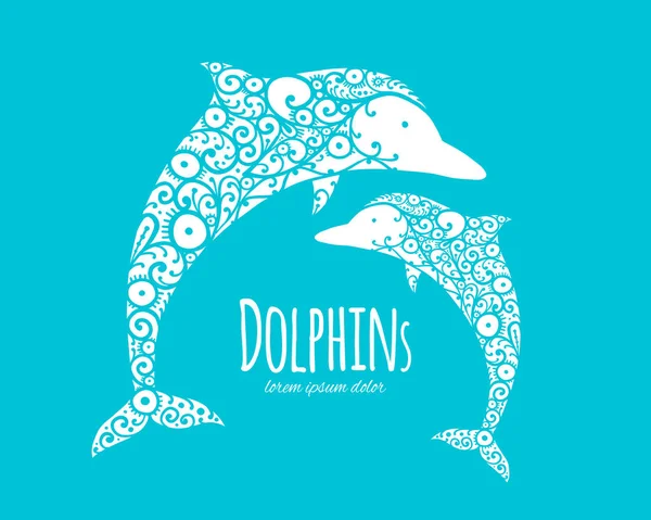Δελφίνι περίτεχνα λογότυπο, σκίτσο για το σχέδιό σας — Διανυσματικό Αρχείο