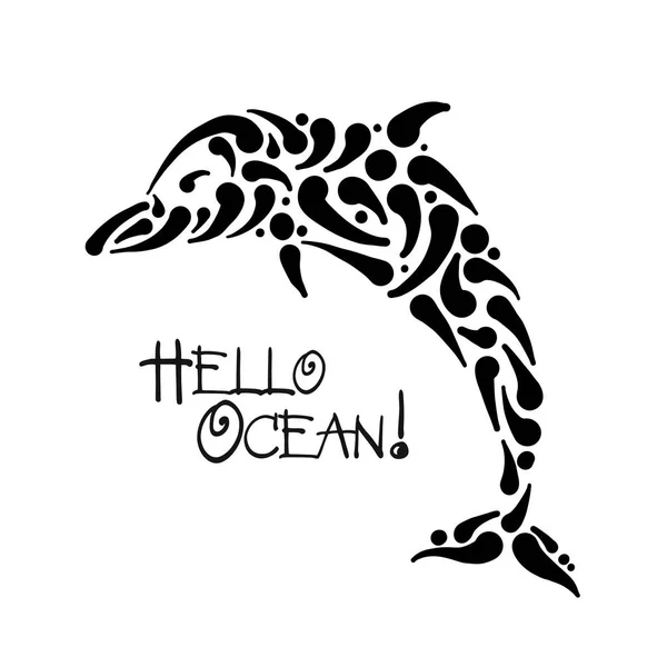 Логотип дельфина, эскиз для вашего дизайна — стоковый вектор