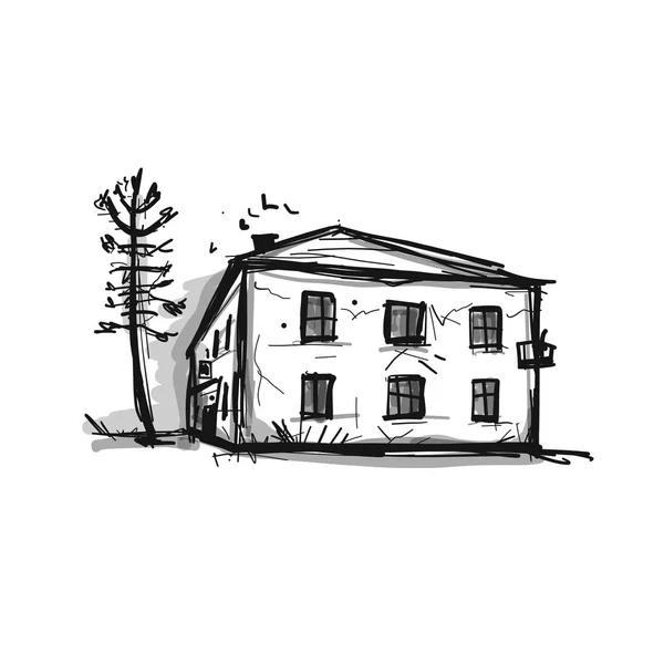 Старий будинок, ескіз вашого дизайну — стоковий вектор
