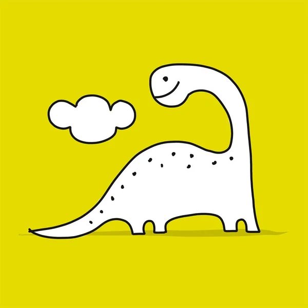 Funny dinosaur, childish style. Sketch for your design — Stock Vector