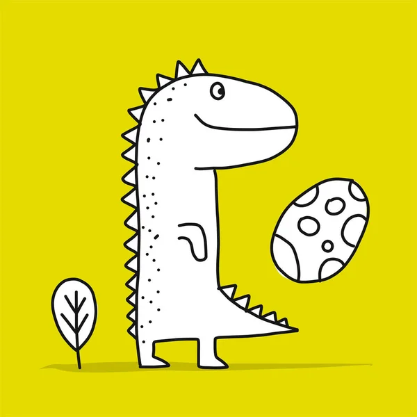 Funny dinosaur, childish style. Sketch for your design — Stock Vector