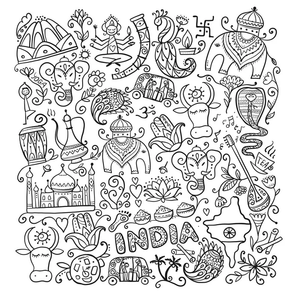 Indian lifestyle. Sketch for your design — Stock Vector