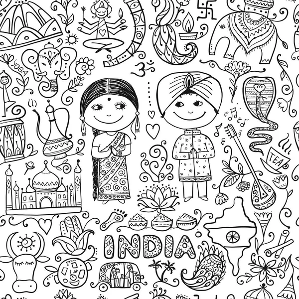 Индийский образ жизни. Эскиз для вашего дизайна — стоковый вектор
