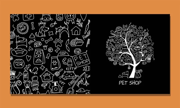 Pet shop, design de cartão de saudação — Vetor de Stock