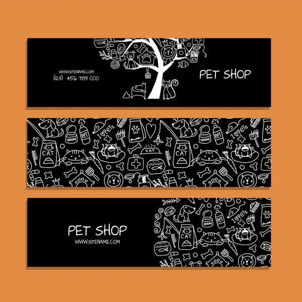 Tienda de mascotas, diseño de banners — Vector de stock