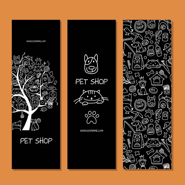 Pet shop, design de banners — Vetor de Stock