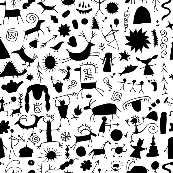 Rock paintings background, seamless pattern for your design