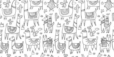 Cute lamas, seamless pattern for your design clipart