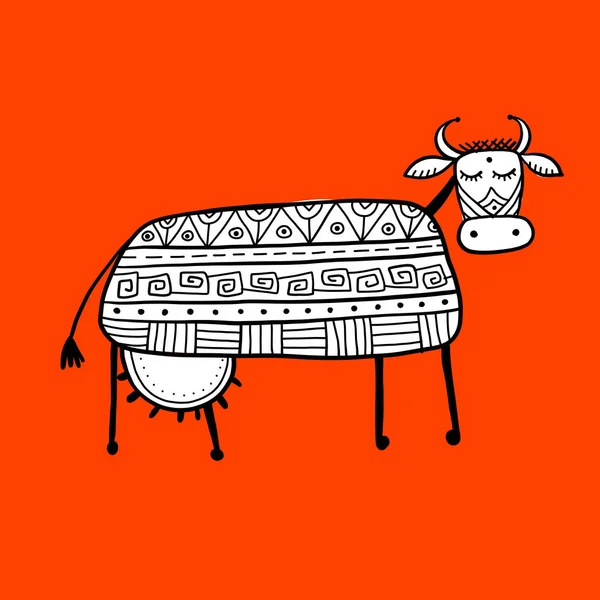 Vaca engraçada, esboço para seu projeto —  Vetores de Stock