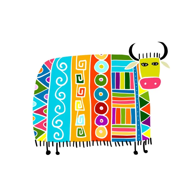 Lustige Kuh, Skizze für dein Design — Stockvektor