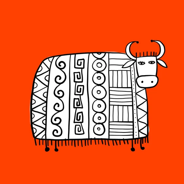 Roliga ko, skiss för din design — Stock vektor
