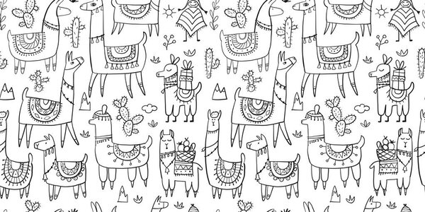 Cute lamas, seamless pattern for your design
