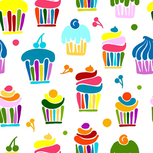 Cupcakes collectie, naadloze patroon voor uw ontwerp — Stockvector