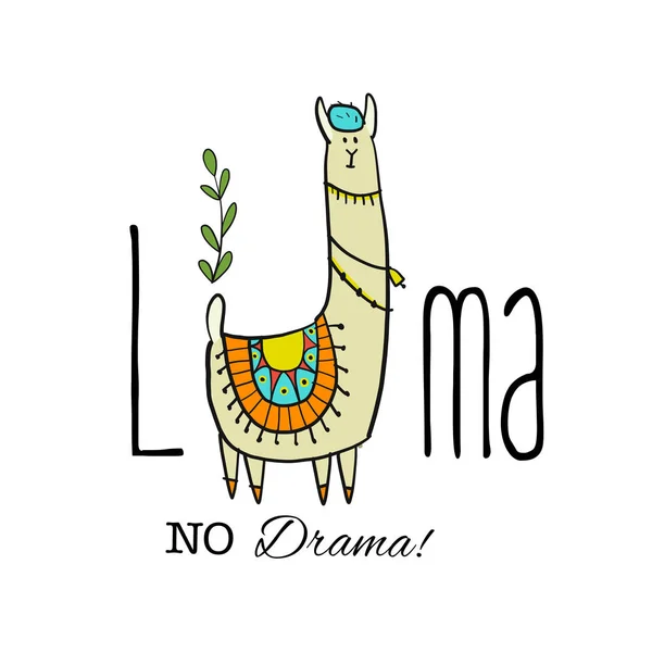 Niedliche Lama-Figur. Grußkarte für Ihr Design — Stockvektor