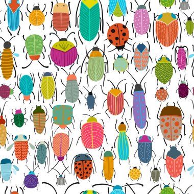Komik böcekler koleksiyonu, tasarım için sorunsuz desen